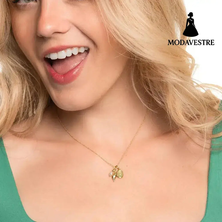 14K Gold-Plated Natural Crystal Conch Pendant Necklace Gold / One Size