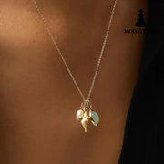 14K Gold-Plated Natural Crystal Conch Pendant Necklace Gold / One Size