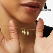 14K Gold-Plated Natural Crystal Conch Pendant Necklace Gold / One Size