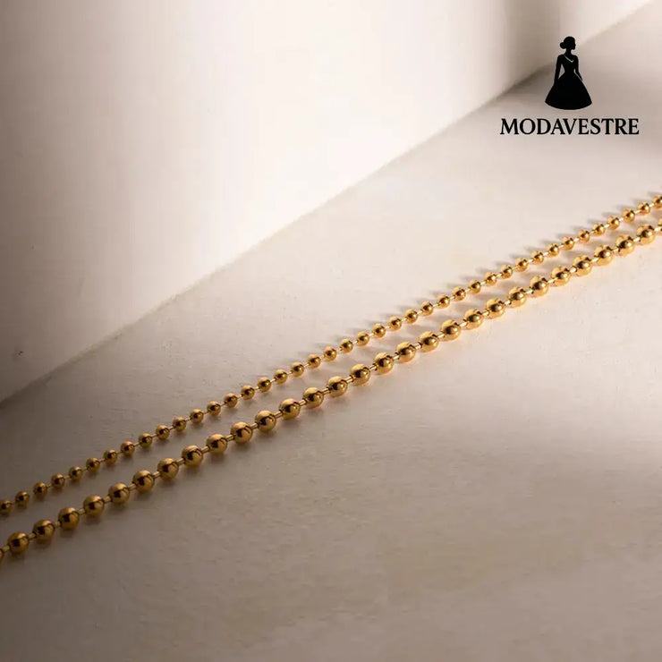 18K Gold-Plated Lobster Closure Bead Necklace Gold / One Size