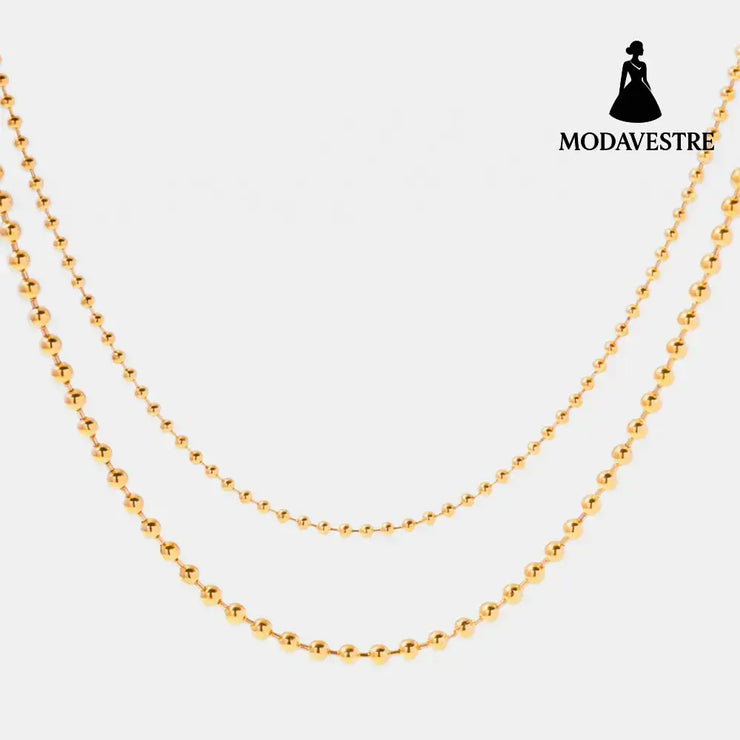 18K Gold-Plated Lobster Closure Bead Necklace Gold / One Size