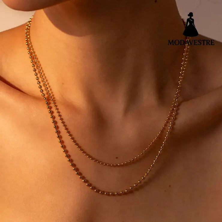 18K Gold-Plated Lobster Closure Bead Necklace Gold / One Size