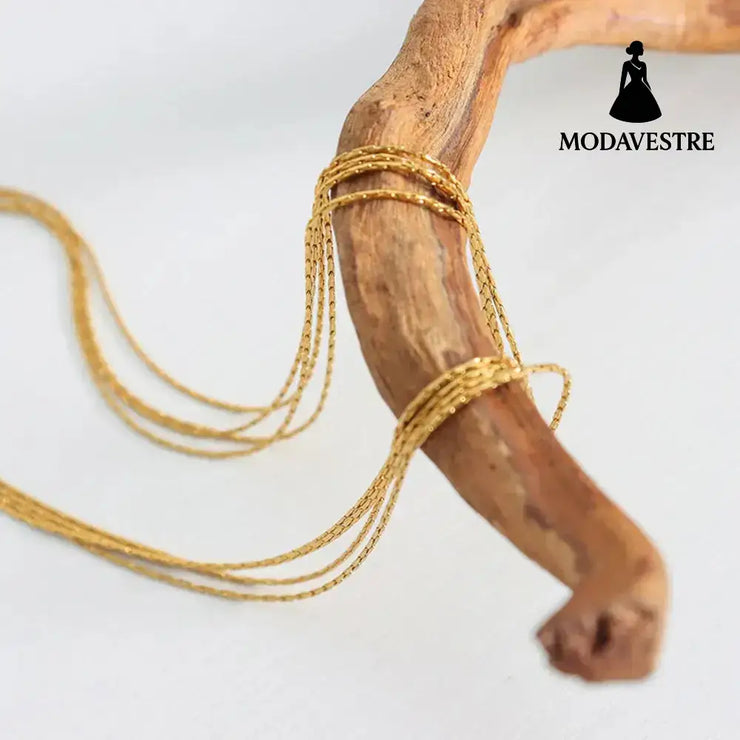 18K Gold-Plated Multi-Layer Clavicle Chain Necklace Gold / One Size