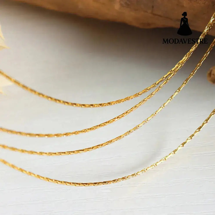 18K Gold-Plated Multi-Layer Clavicle Chain Necklace Gold / One Size