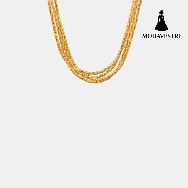 18K Gold-Plated Multi-Layer Clavicle Chain Necklace Gold / One Size