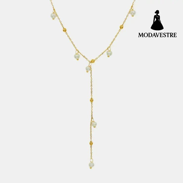 18K Gold-Plated Pearl Drop Necklace Gold / One Size