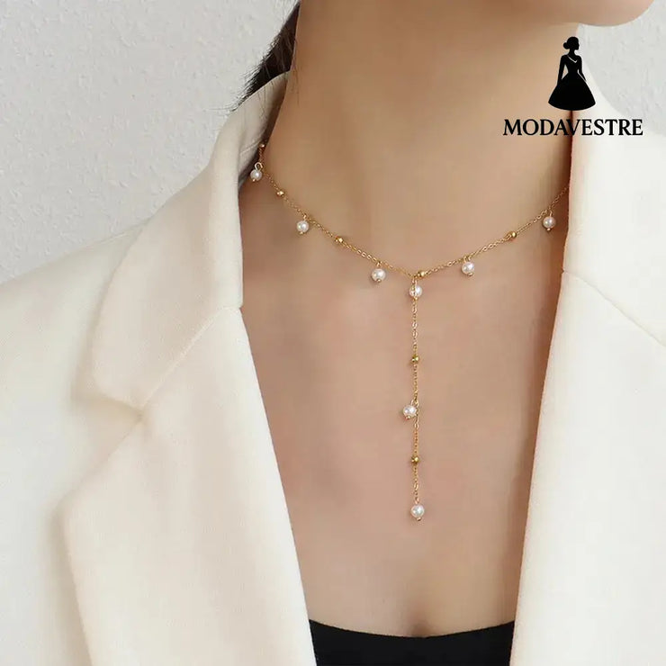 18K Gold-Plated Pearl Drop Necklace Gold / One Size