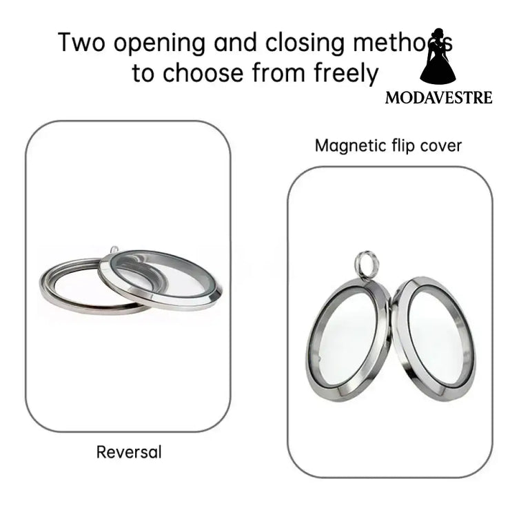 20mm/25mm/30mm Glass Floating Lockets Pendant Stainless Steel Magnetic Twist Closure Jewelry