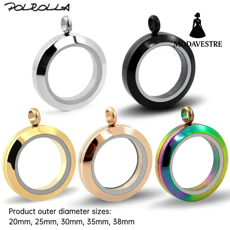 20mm/25mm/30mm Glass Floating Lockets Pendant Stainless Steel Magnetic Twist Closure Jewelry
