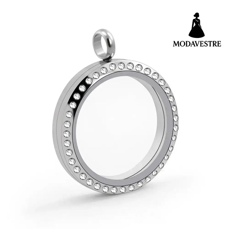 20mm/25mm/30mm Glass Floating Lockets Pendant Stainless Steel Magnetic Twist Closure Jewelry diamond-set version Screw