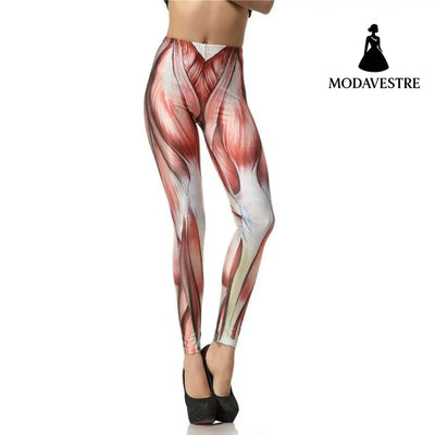 3D Digital Muscle Printed Women Leggings - MODAVESTRE