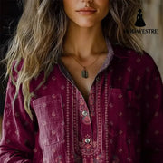 3D Digital Printing Women’s Plus Size Lapel Long Sleeve Shirt Shirt