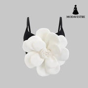 3D Floral Statement Crop Top – Elegant Red Flower Strap Camisole for Women