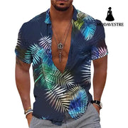 3D Personalized Printing T-shirt Summer Loose Short Sleeve Lapel Shirt Casual Streetwear Clothing For Men T-shirt