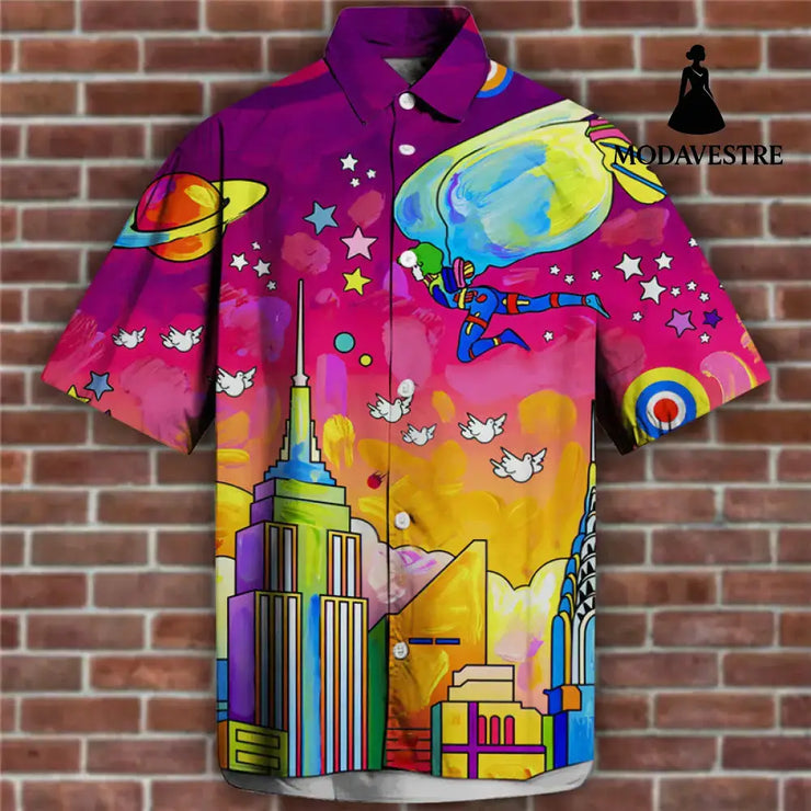 3D Personalized Printing T-shirt Summer Loose Short Sleeve Lapel Shirt Casual Streetwear Clothing For Men S9534261