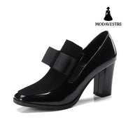 40-43 Lrge Size Shoes Spring New Single Shoes Thick Heel Women s Shoes Black / 34
