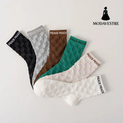 6 Pairs Womens Crew Socks Casual Knit Comfy Seamless Comfort Breathable Cool Dress Socks For Outdoor Sports Running Fitness Cycling - MODAVESTRE