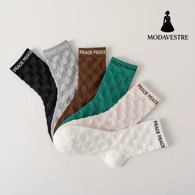 6 Pairs Womens Crew Socks Casual Knit Comfy Seamless Comfort Breathable Cool Dress Socks For Outdoor Sports Running Fitness Cycling - MODAVESTRE