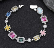 Gold-Plated Hip-Hop Gemstone Necklace