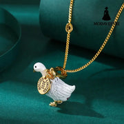 Accessory temperament enamel glaze color glaze print gray swan can be opened gold egg pendant pendant pendant