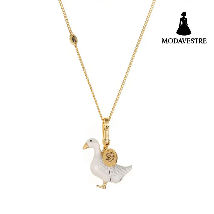 Accessory temperament enamel glaze color glaze print gray swan can be opened gold egg pendant pendant pendant