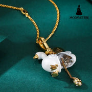 Accessory temperament enamel glaze color glaze print gray swan can be opened gold egg pendant pendant pendant