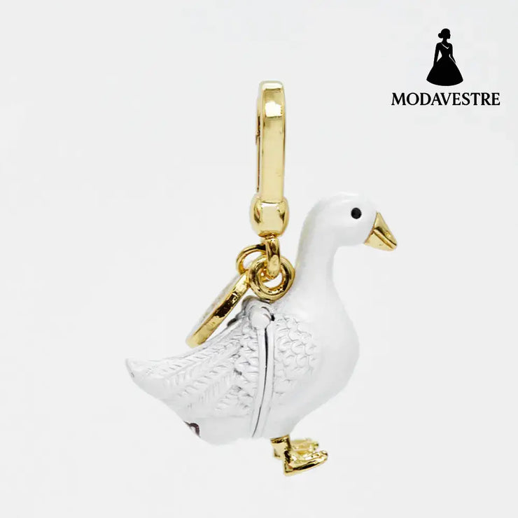 Accessory temperament enamel glaze color glaze print gray swan can be opened gold egg pendant pendant pendant Pendant