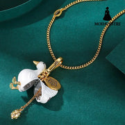 Accessory temperament enamel glaze color glaze print gray swan can be opened gold egg pendant pendant pendant Pendant