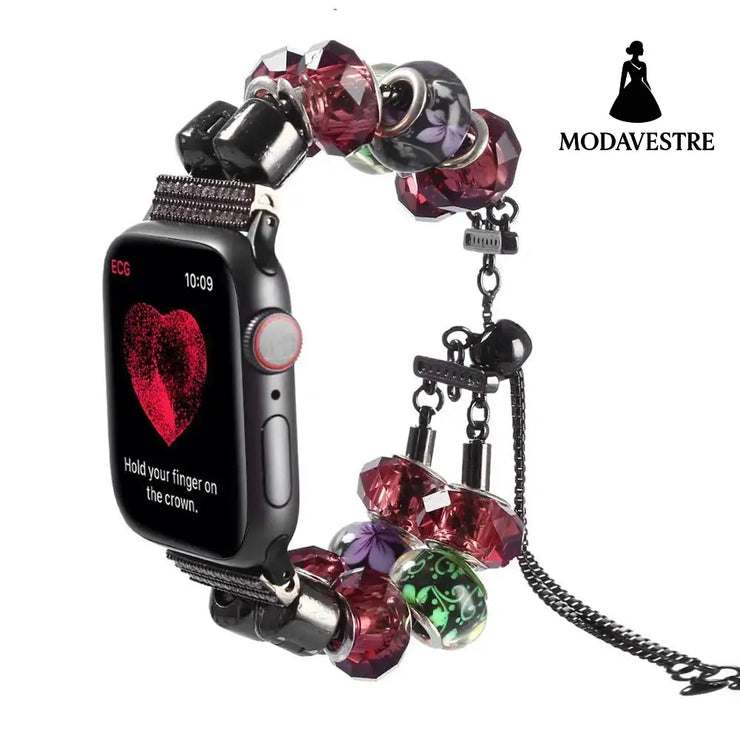 Adjustable handmade jewelry watchband Purple green / 38 40