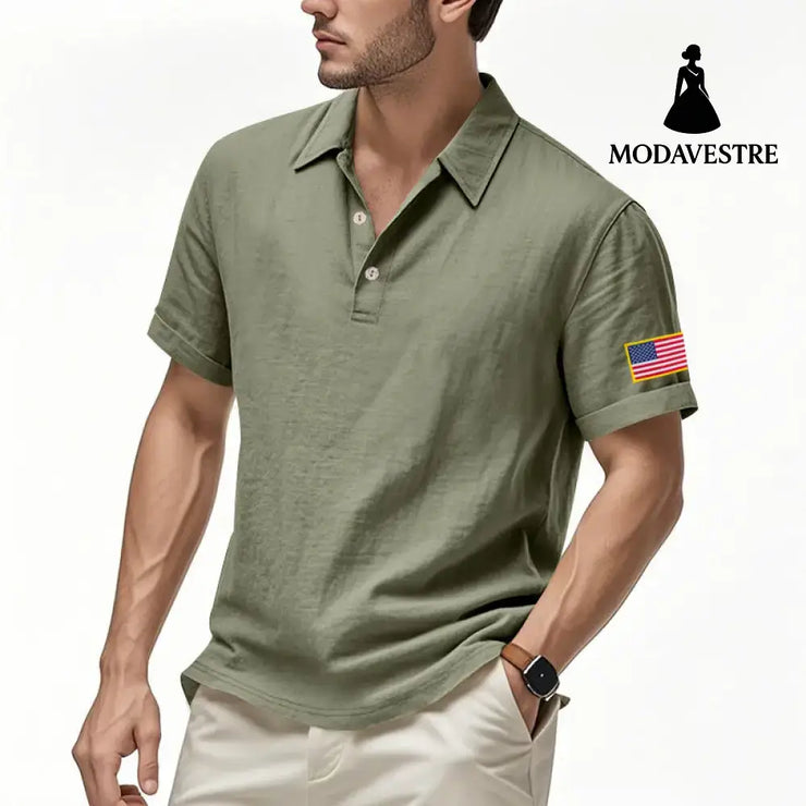 American Summer Linen Short Sleeve Men Clothing