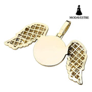 Angel Wings Large DIY Photo Frame Pendant Full Zircon Jewelry Hip Hop Necklace Gold Australia Accessories