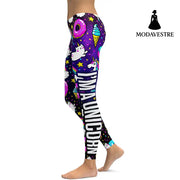 Arrival Unicorn Leggings Women Ice Cream Rainbow Letters Ring Digital Print Leggins Plus Size Workout Legging - MODAVESTRE