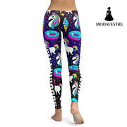 Arrival Unicorn Leggings Women Ice Cream Rainbow Letters Ring Digital Print Leggins Plus Size Workout Legging - MODAVESTRE