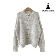 Autumn And Winter New Age-reducing Mixed Color Knitted Cardigan Sweater Colorful Dots / Free Size