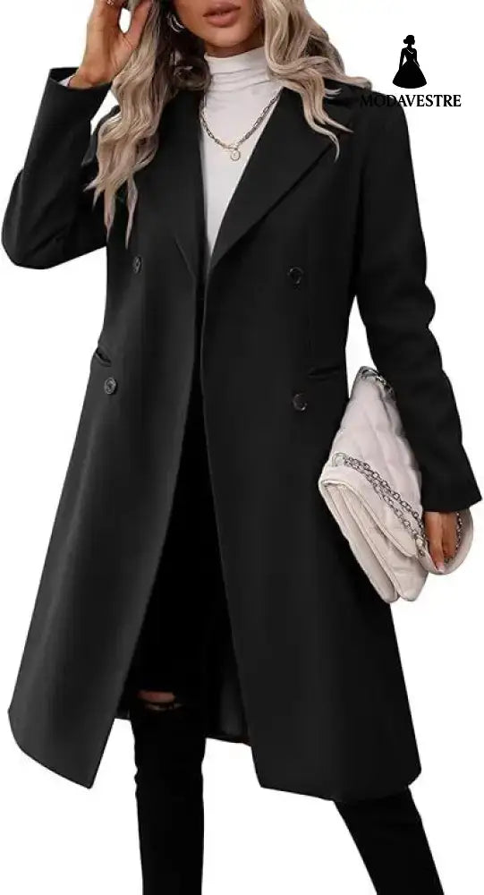 Autumn And Winter New Women’s Clothing Long Woolen Coat Women Black / L