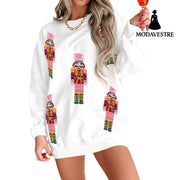 Autumn And Winter Sequin Embroidery Anime Round Neck Long Sleeve Loose Sweatshirt Beige / L Jumper