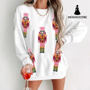 Autumn And Winter Sequin Embroidery Anime Round Neck Long Sleeve Loose Sweatshirt Jumper