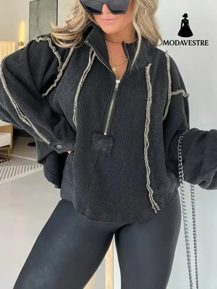 Autumn And Winter Women’s Clothing Short Frayed Hem Sweater Women