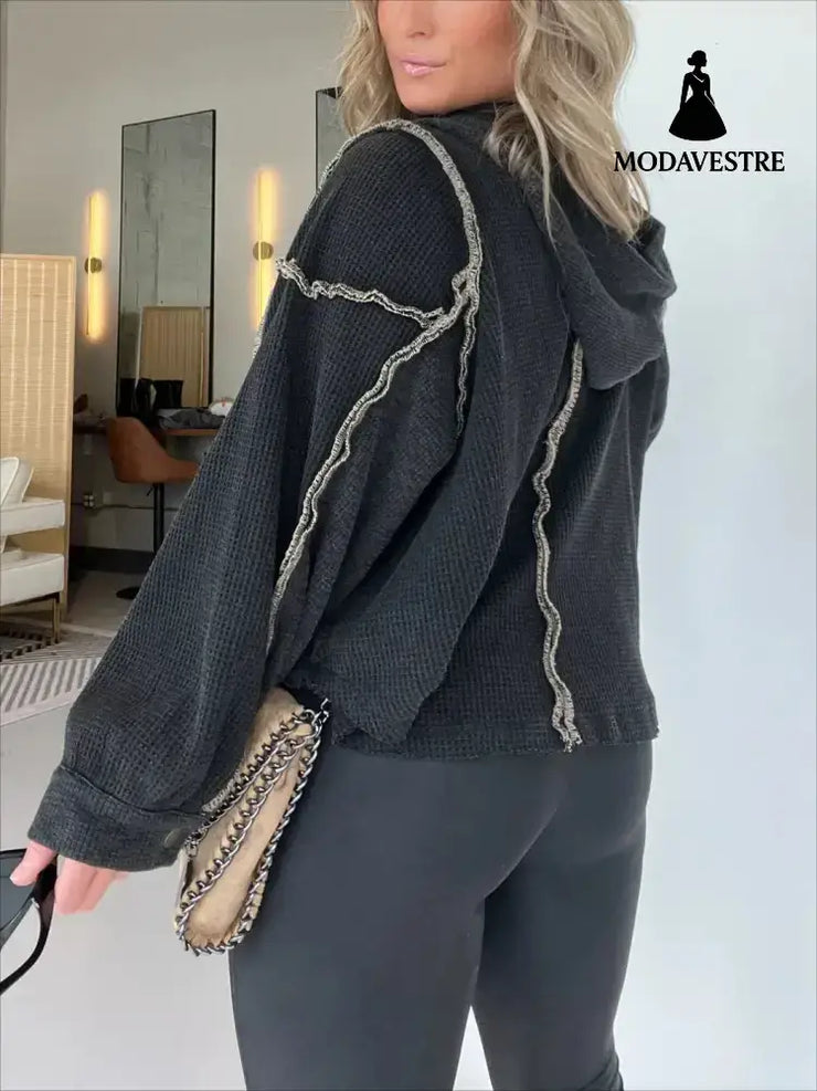 Autumn And Winter Women’s Clothing Short Frayed Hem Sweater Women