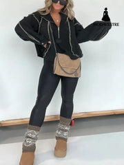 Autumn And Winter Women’s Clothing Short Frayed Hem Sweater Women