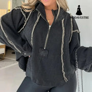 Autumn And Winter Women’s Clothing Short Frayed Hem Sweater Women