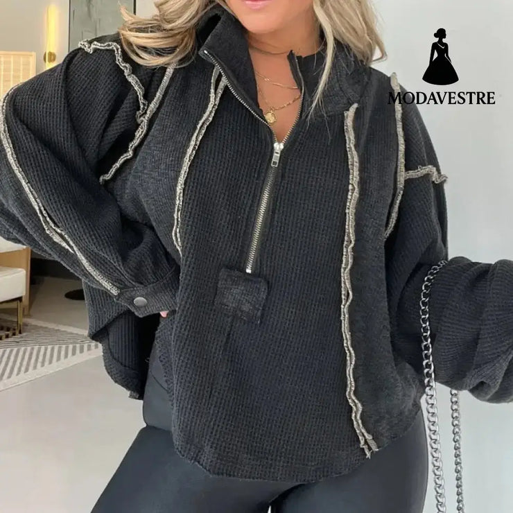 Autumn And Winter Women’s Clothing Short Frayed Hem Sweater Women