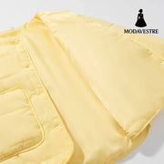 Autumn Women Clothing Yellow Quilted Cotton Plaid Cotton Clothing Cotton Coat