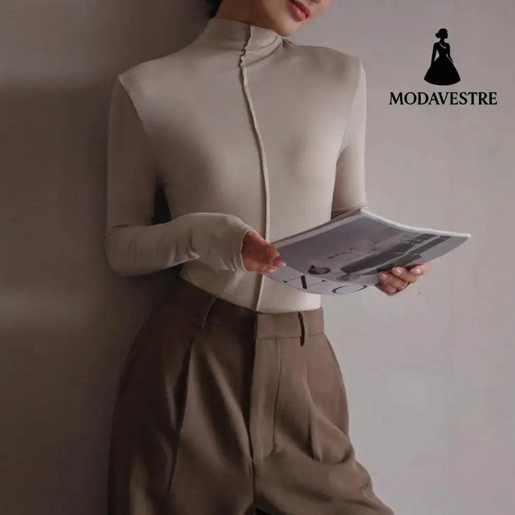 Base Clothing Autumn And Winter Modal Half Turtleneck Women