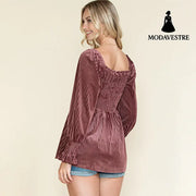 Beauty Clothing Off-the-shoulder Long Sleeve Top For Women