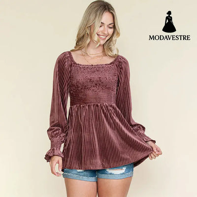Beauty Clothing Off-the-shoulder Long Sleeve Top For Women