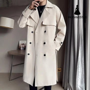 Beige Double Breasted Trench Coat For Men Beige / 2XL