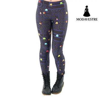 Black Milk New Maze Print Pacman Women Leggings Skinny Long leggins women pant - MODAVESTRE
