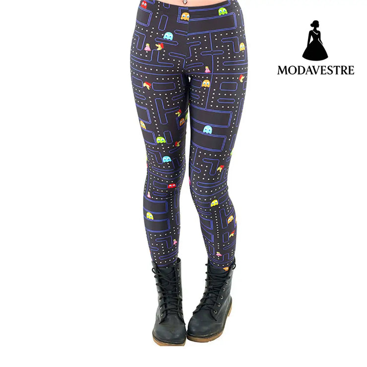 Black Milk New Maze Print Pacman Women Leggings Skinny Long leggins women pant - MODAVESTRE