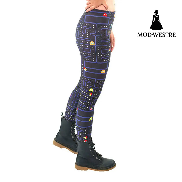 Black Milk New Maze Print Pacman Women Leggings Skinny Long leggins women pant - MODAVESTRE